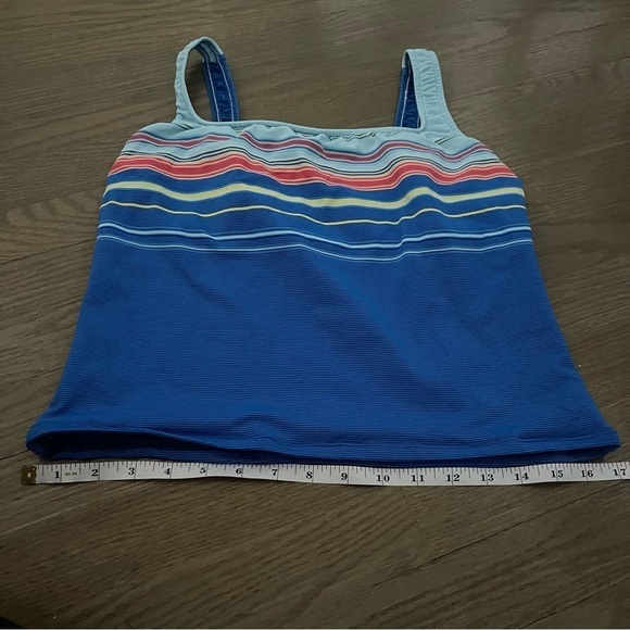 Gabar Swimwear Blue Striped Bathing Suit Top Size 16 - Picture 5 of 8